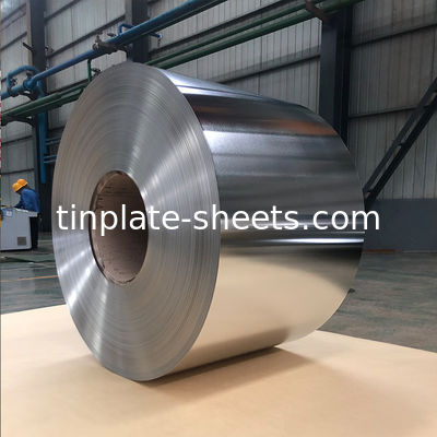 ความกว้าง 512-980 มิลลิเมตร Prime Electrolytic Tinplate ความต้านทานต่อการกัดกร่อนสูง โรงงานผลิตทองเหลือง 2.8/2.8